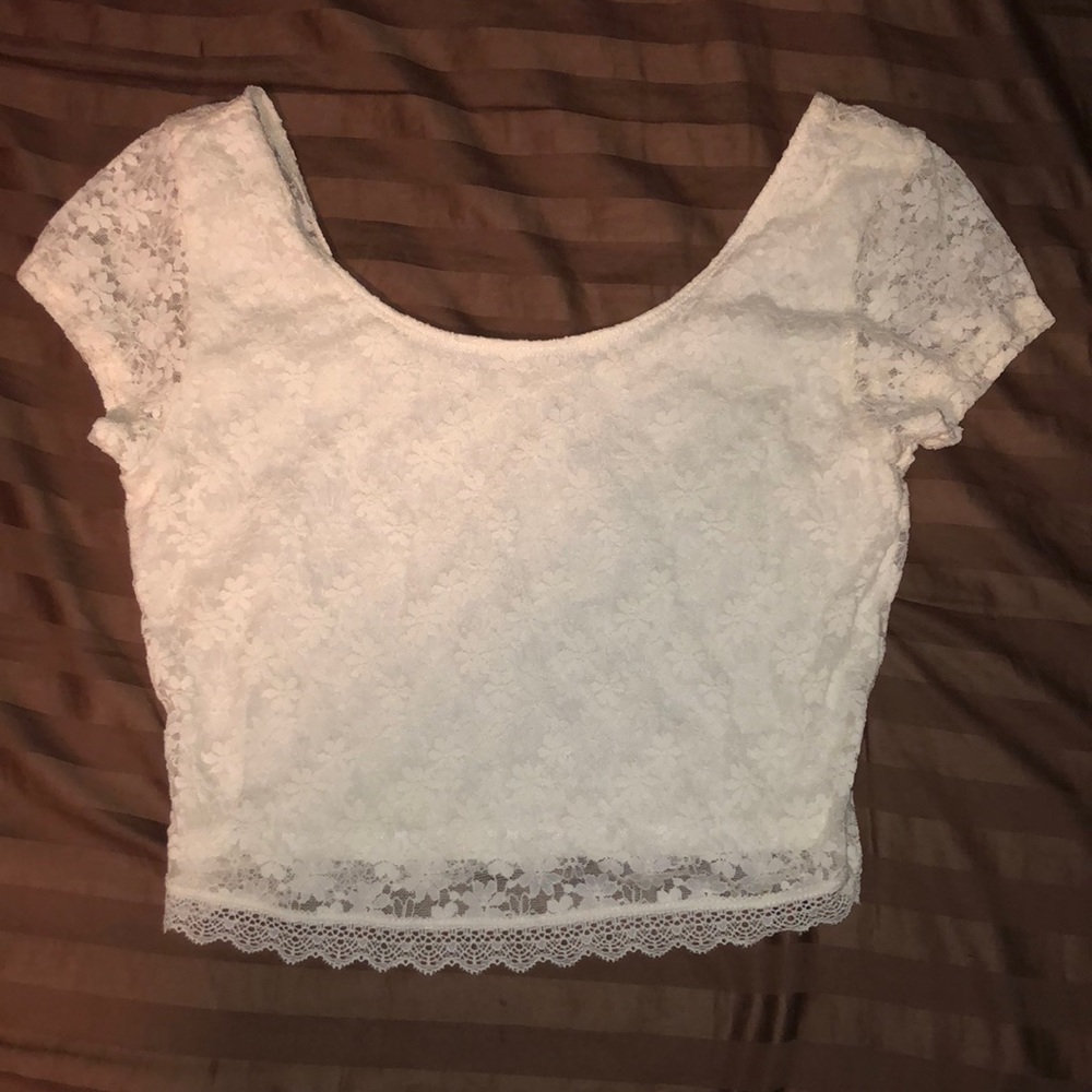 White Laced Crop Top